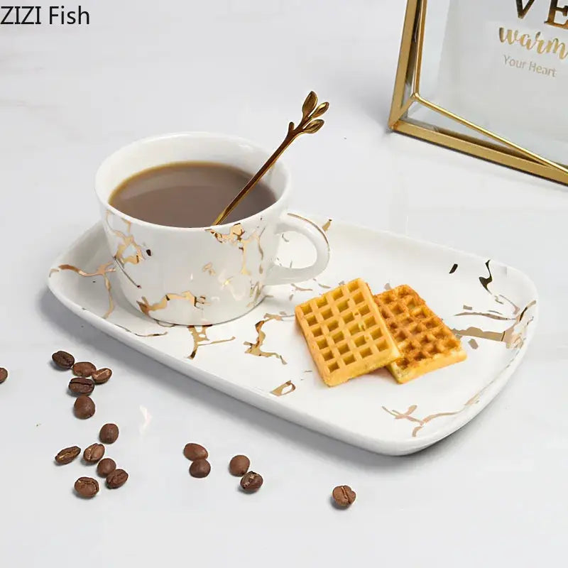 Gilded Marble Ceramic Set