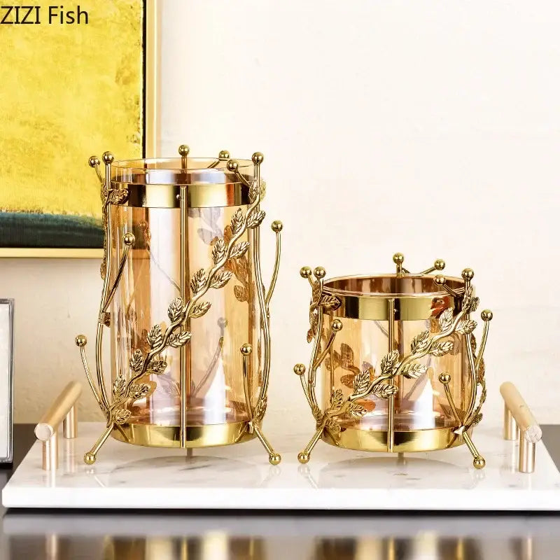 Gold Branch Glass Vase