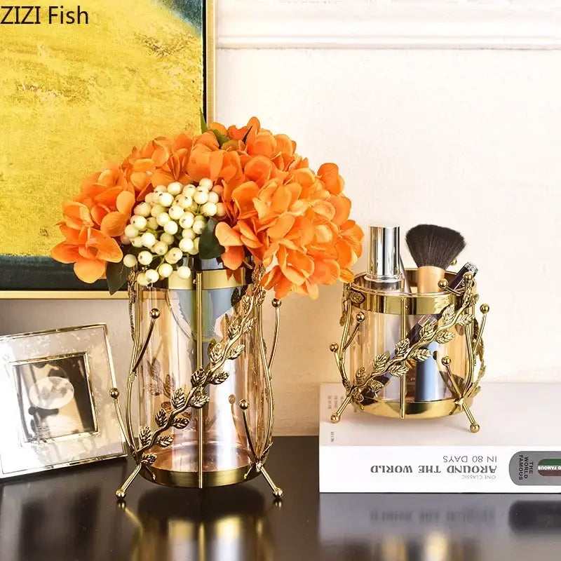 Gold Branch Glass Vase