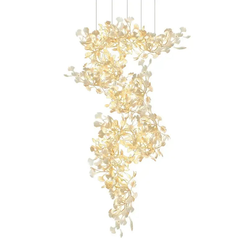 Gold Glass Pendant Light Ginkgo Leaf Design