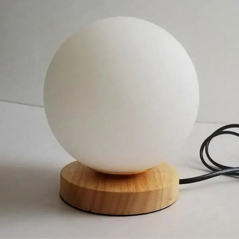 Glass Ball Wooden Table Lamp