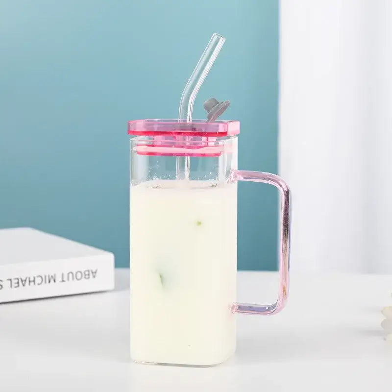 Pink Glass Handle Mug