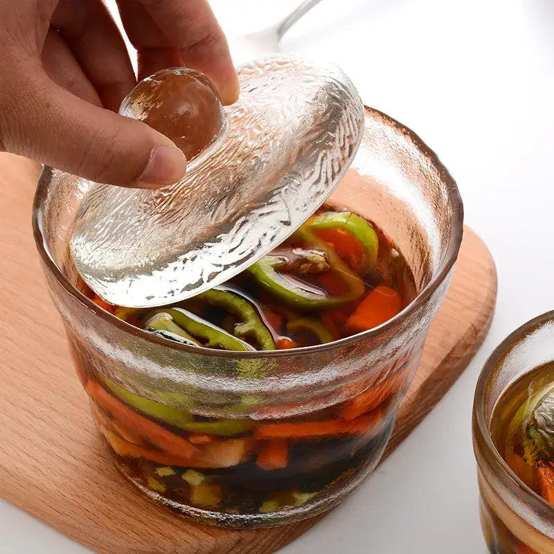 Textured Glass Storage Jar