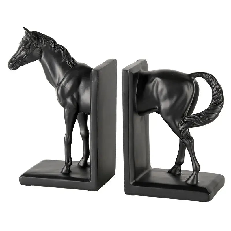 Black Stallion Resin Bookends