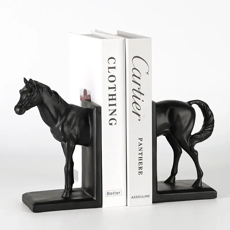 Black Stallion Resin Bookends