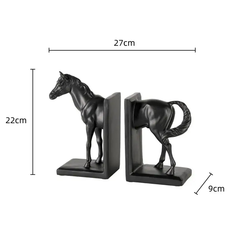 Black Stallion Resin Bookends