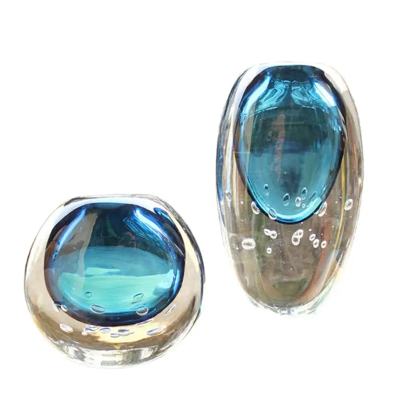 Blue Bubble Glass Vase