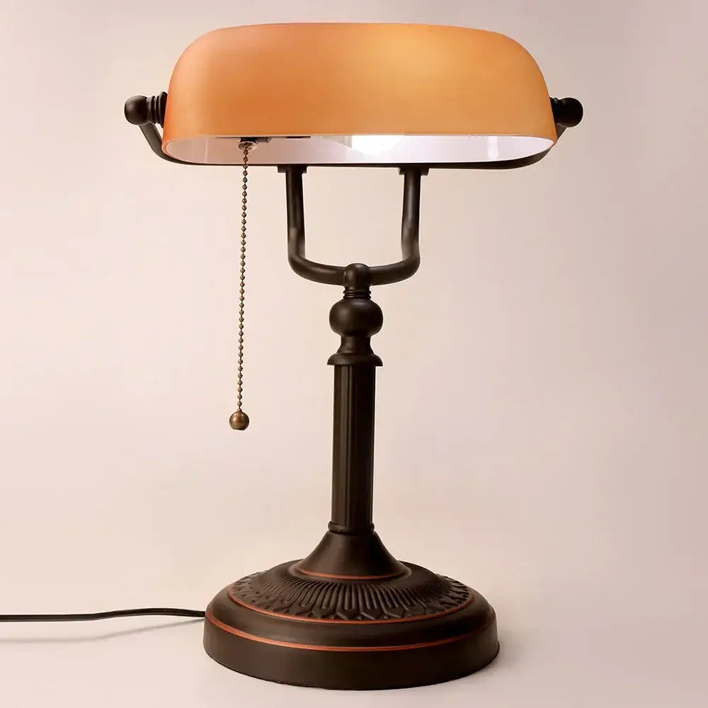 Green Glass Banker Lamp