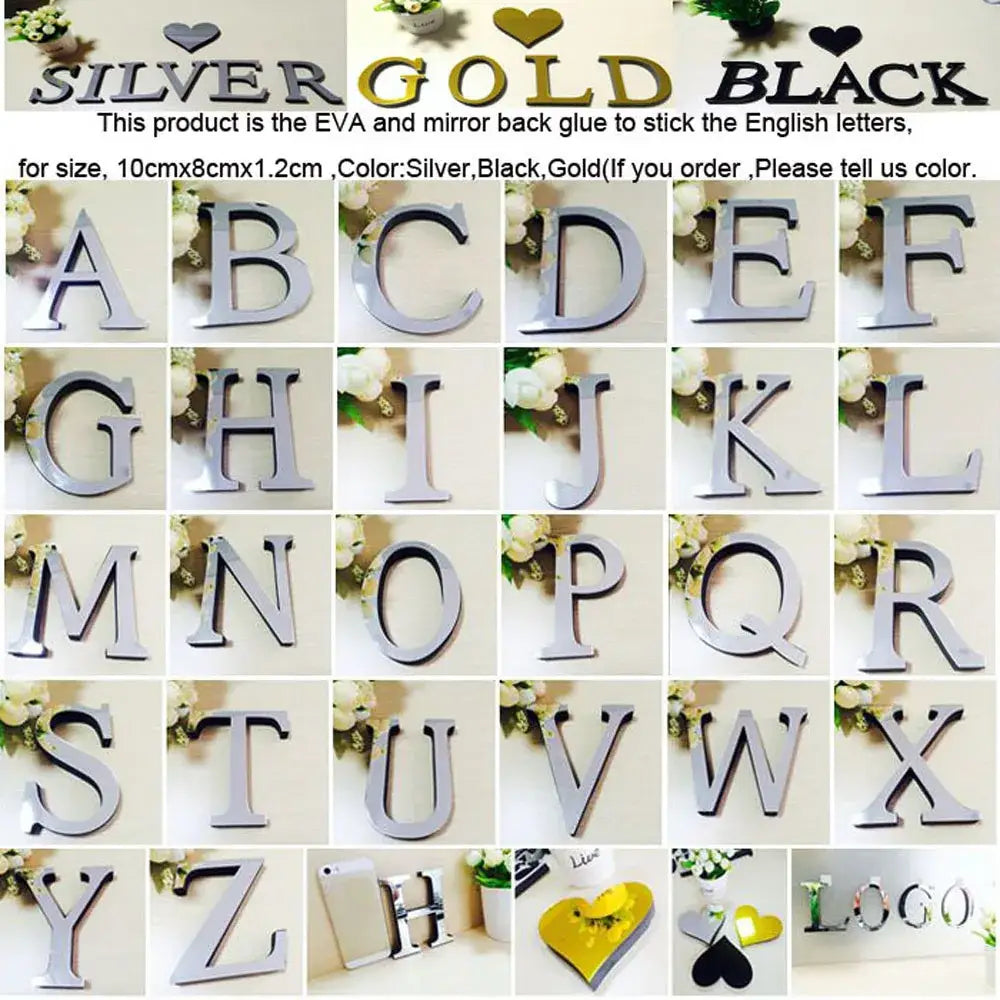 Gold Mirror Wall Letters
