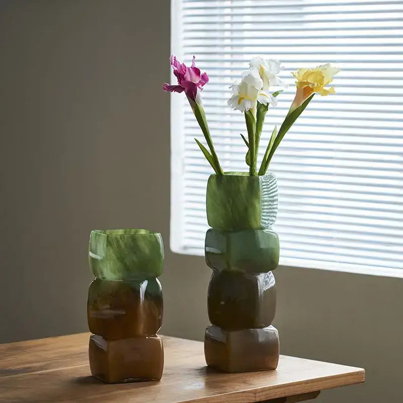 Geometric Glass Square Vase