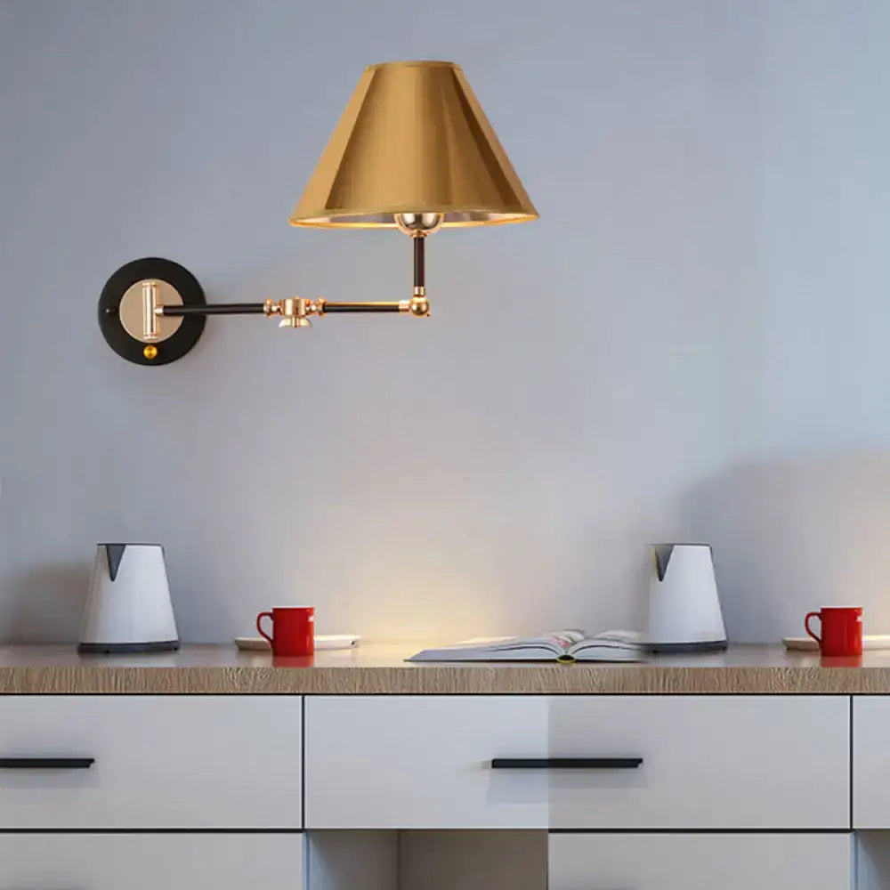 Gold Black Cone Wall Sconce