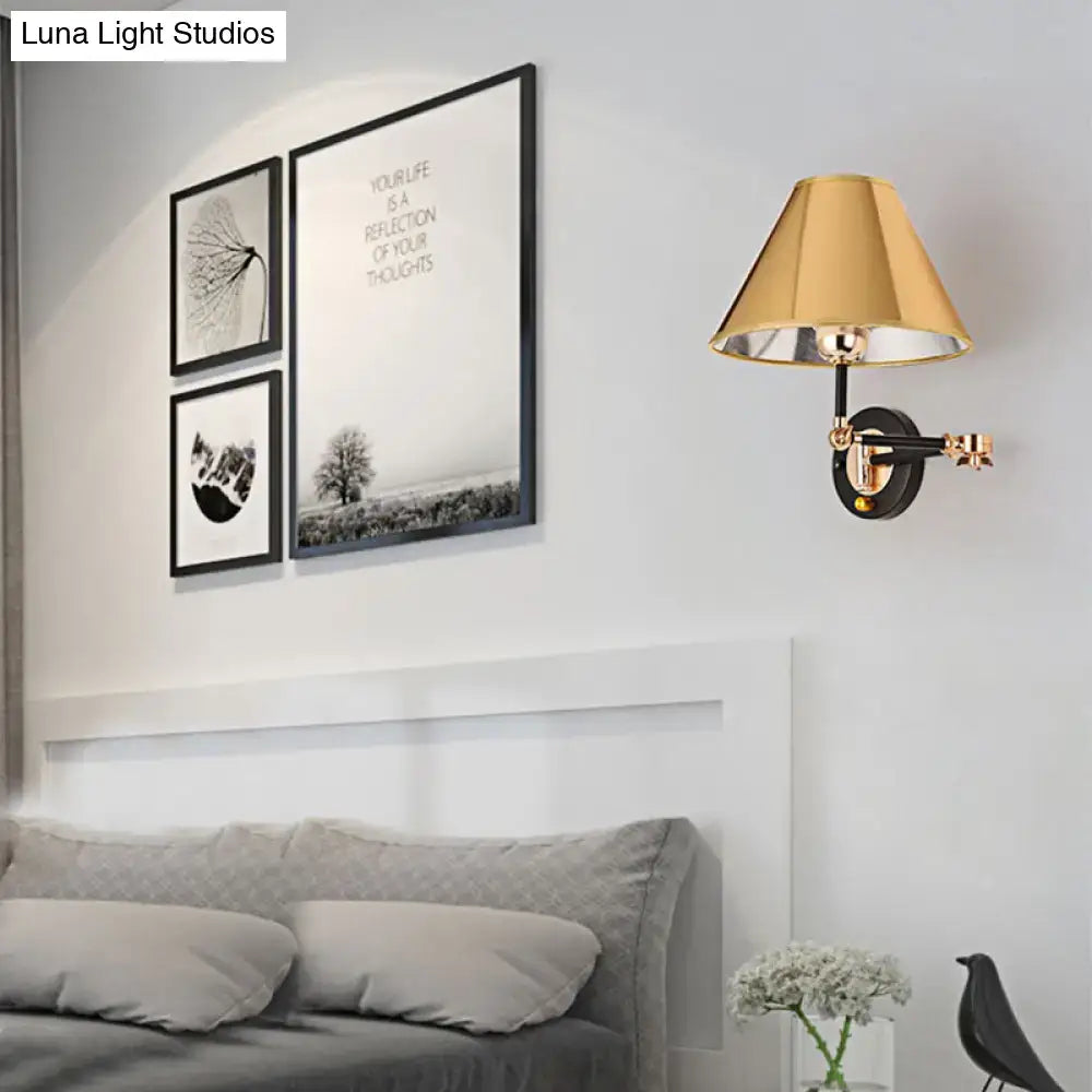 Gold Black Cone Wall Sconce