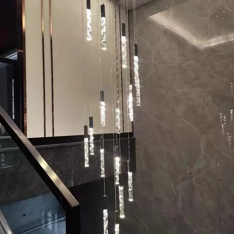 Gold Crystal 40-Light Living Room Staircase Chandelier