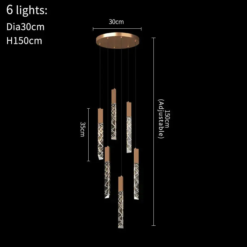 Gold Crystal 40-Light Living Room Staircase Chandelier