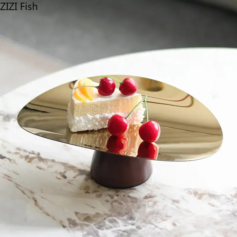 Gold Wood Cake Stand Set
