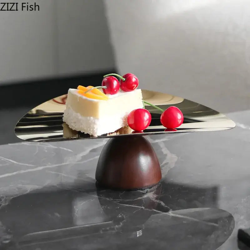 Gold Wood Cake Stand Set