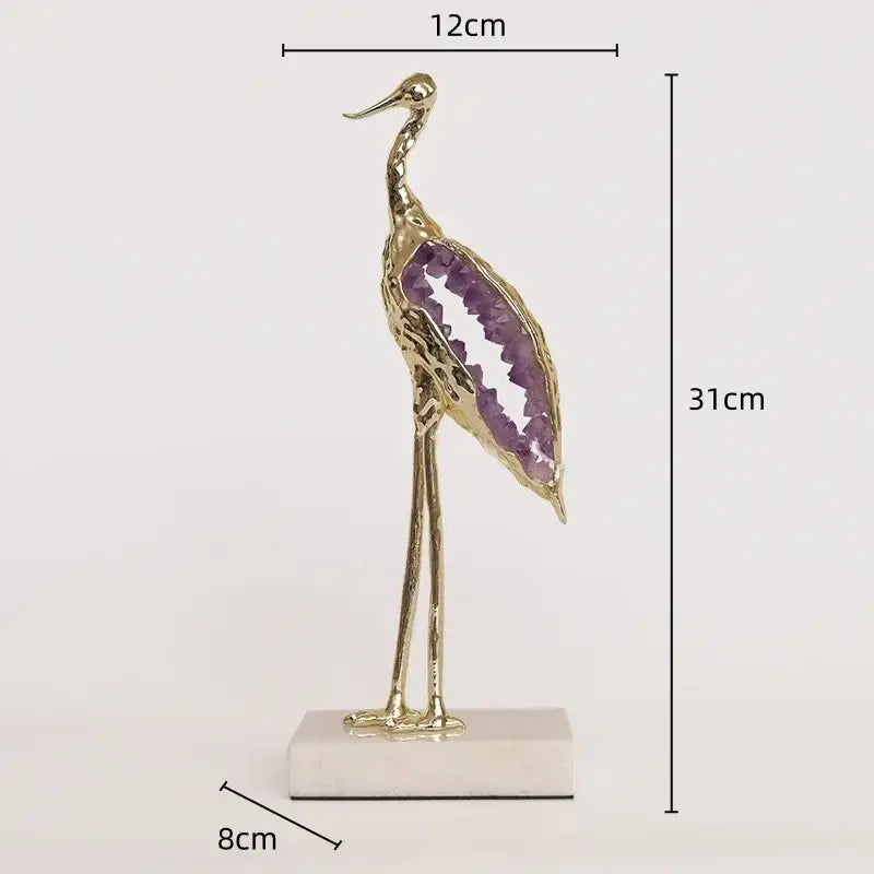 Gold Crystal Crane Sculpture