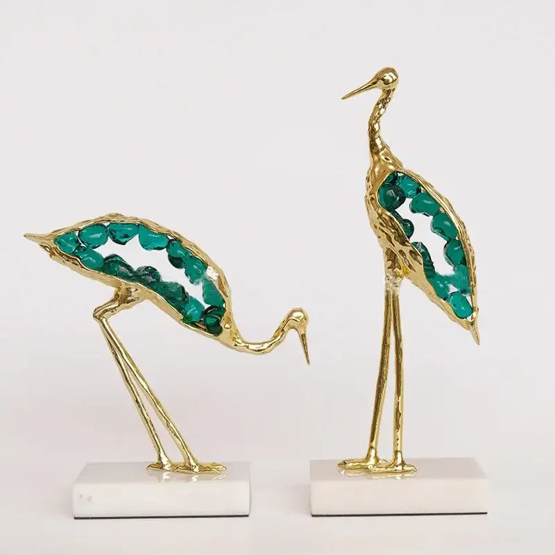 Gold Crystal Crane Sculpture