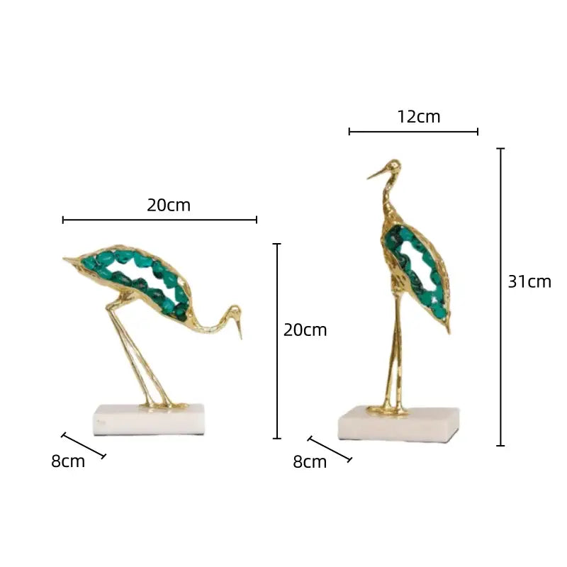 Gold Crystal Crane Sculpture