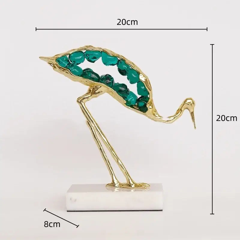Gold Crystal Crane Sculpture