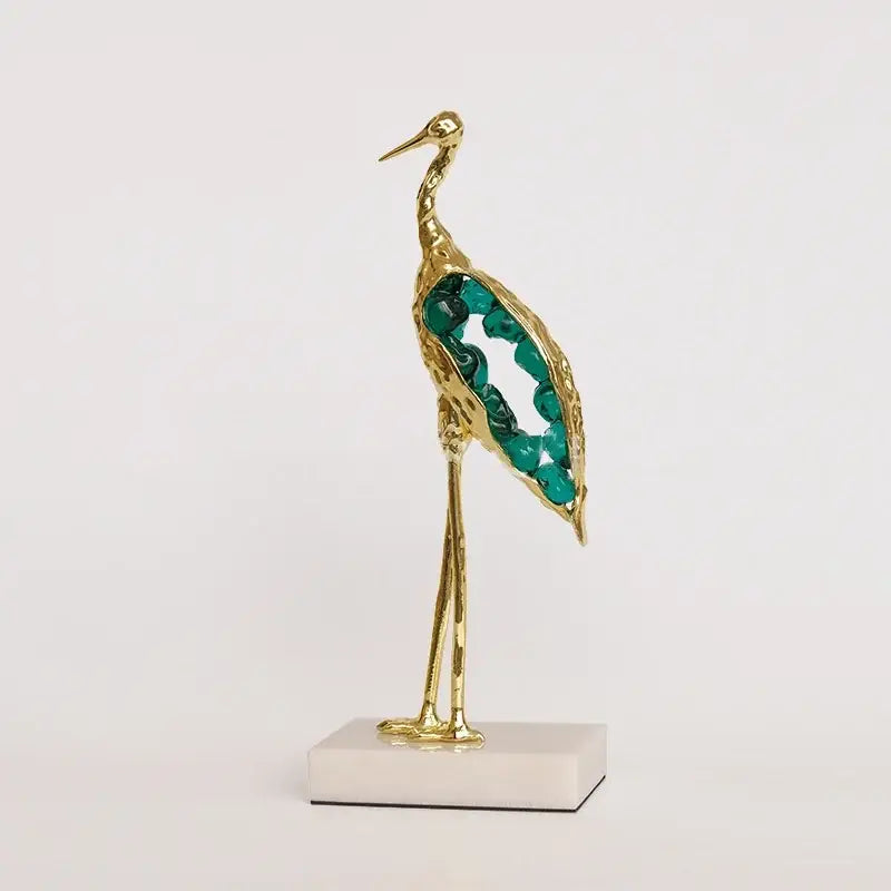 Gold Crystal Crane Sculpture