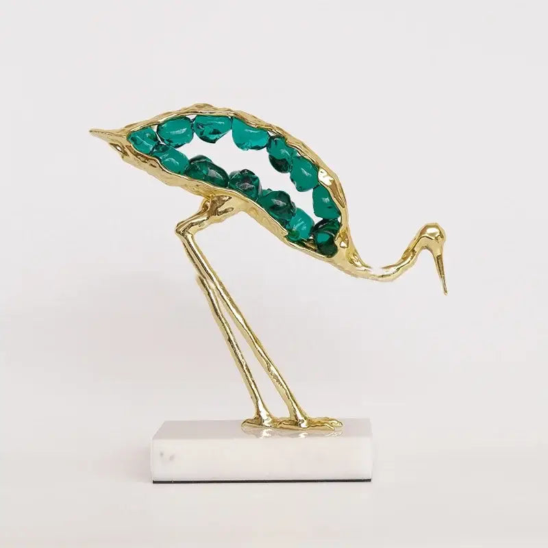 Gold Crystal Crane Sculpture