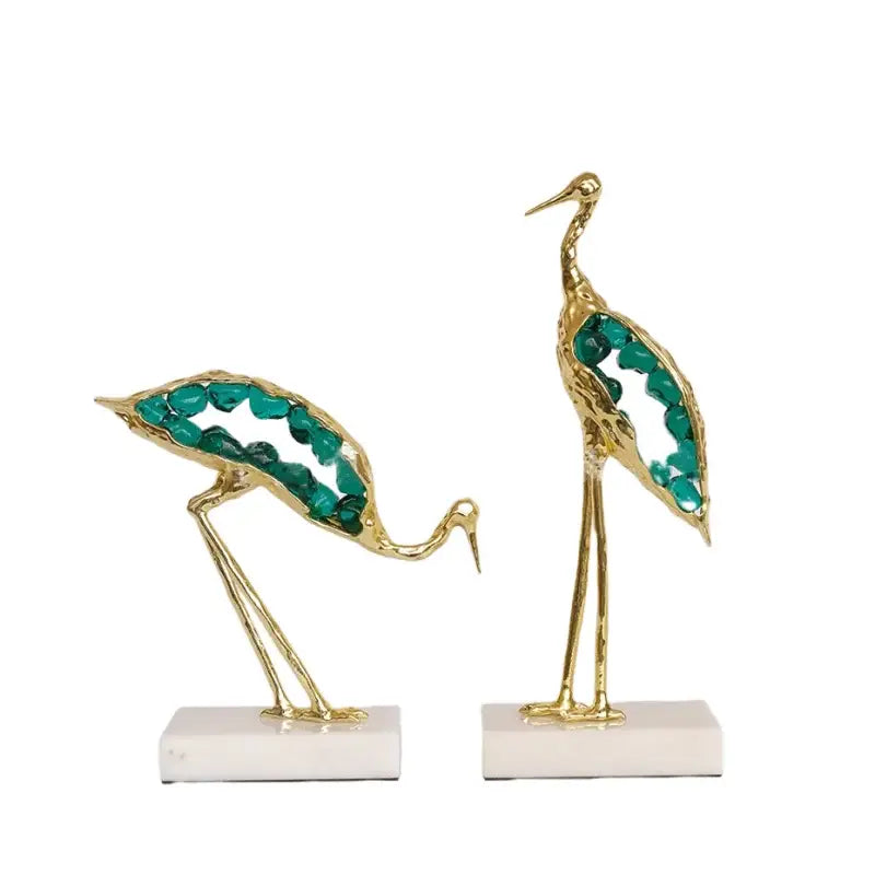 Gold Crystal Crane Sculpture