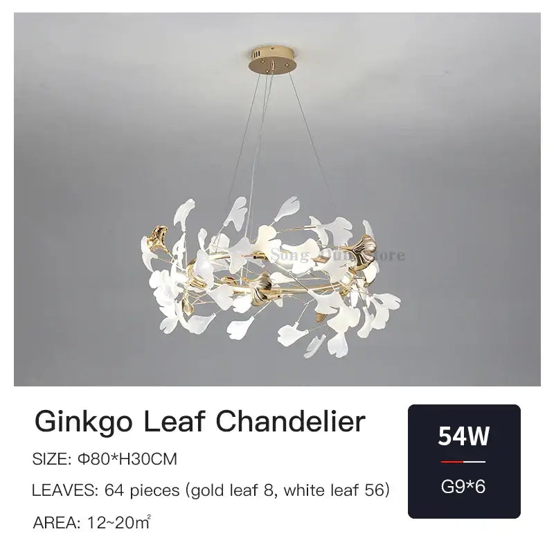 Gold Ginkgo Ceramic Chandelier