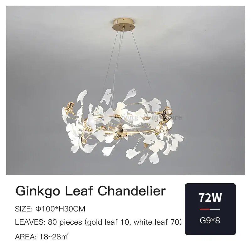 Gold Ginkgo Ceramic Chandelier