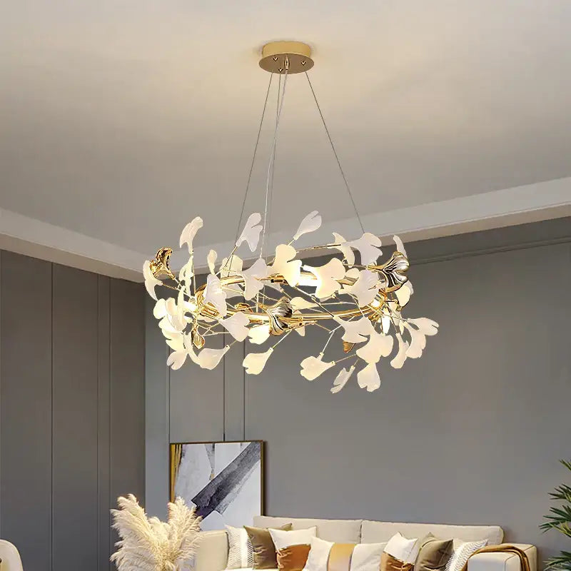 Gold Ginkgo Ceramic Chandelier