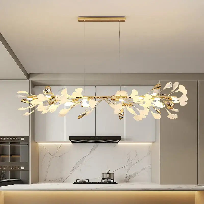 Gold Ginkgo Ceramic Chandelier