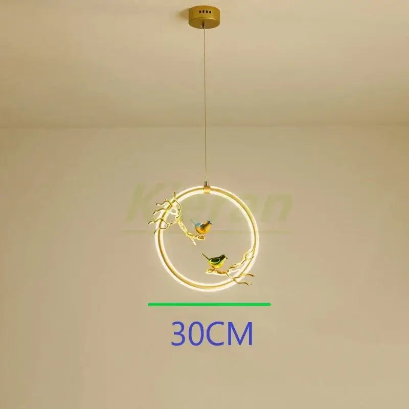 Gold Bird LED Chandelier Hand-Knitted Aluminum