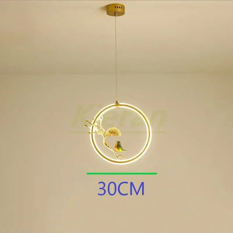 Gold Bird LED Chandelier Hand-Knitted Aluminum