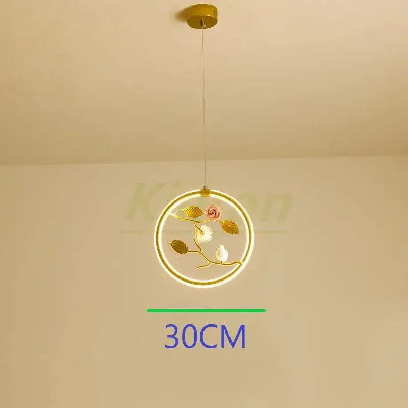 Gold Bird LED Chandelier Hand-Knitted Aluminum