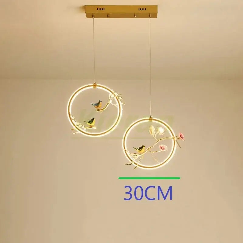 Gold Bird LED Chandelier Hand-Knitted Aluminum