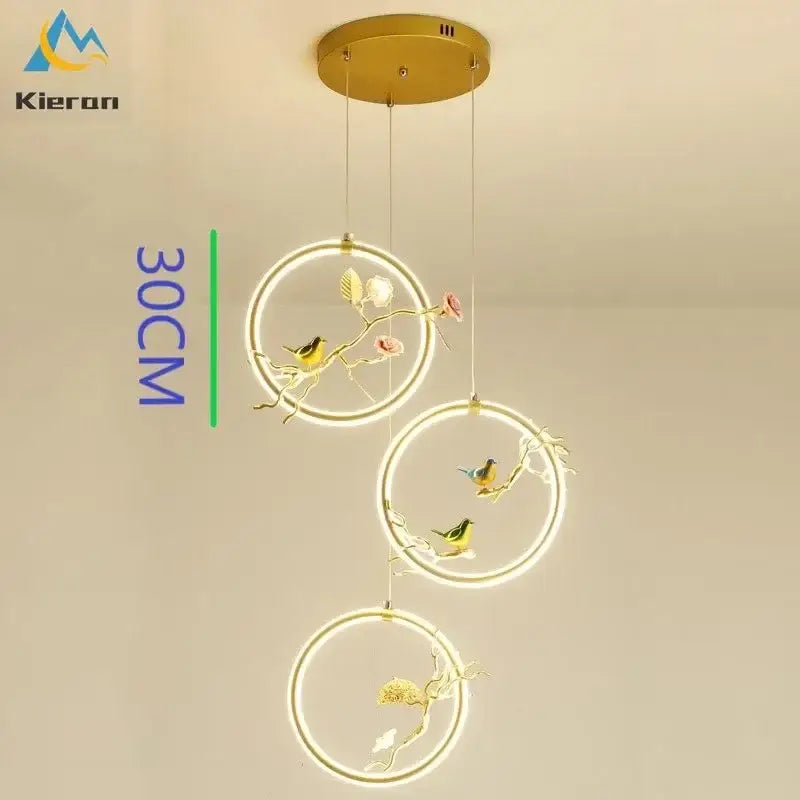Gold Bird LED Chandelier Hand-Knitted Aluminum