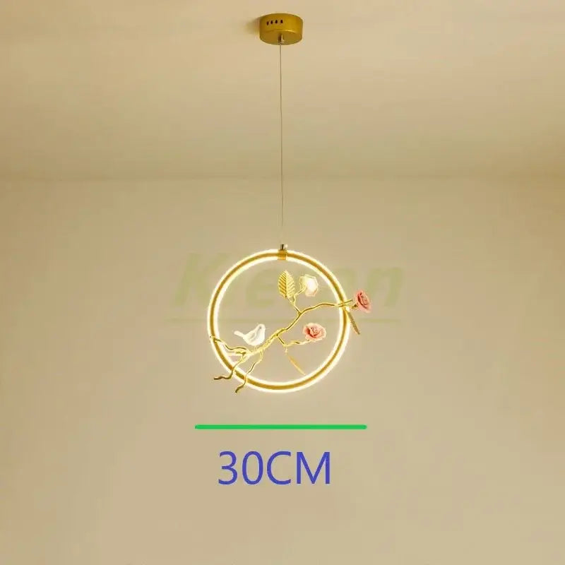 Gold Bird LED Chandelier Hand-Knitted Aluminum