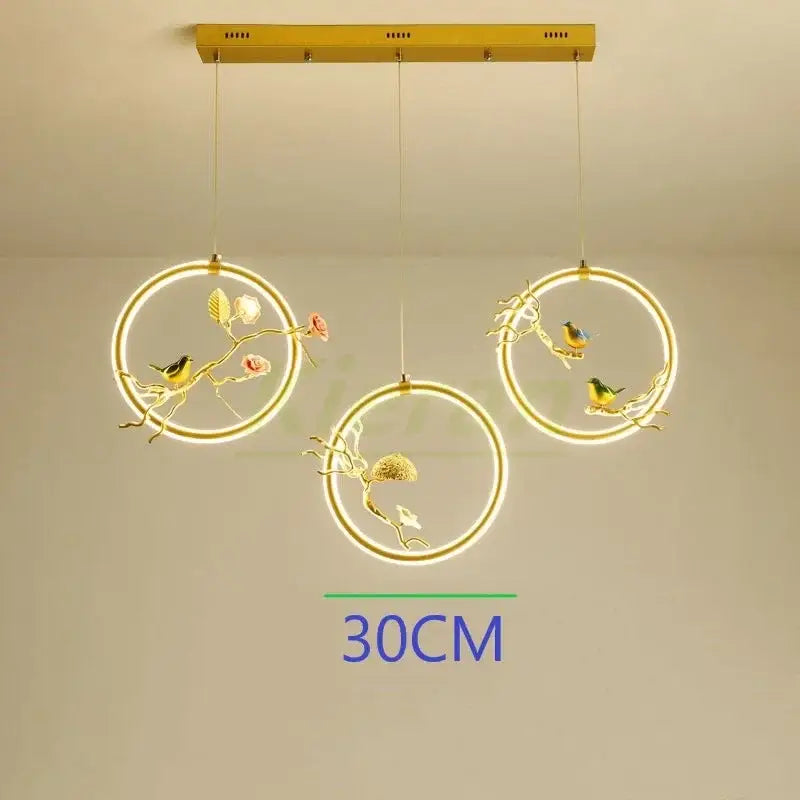 Gold Bird LED Chandelier Hand-Knitted Aluminum