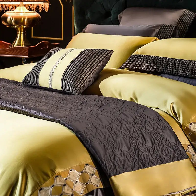 Gold Black Cotton Bedding