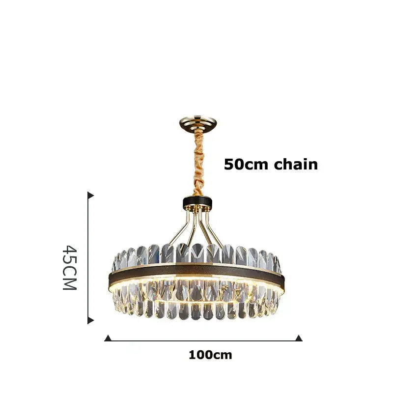 Gold Crystal Oval Dimmable Dining Room Chandelier