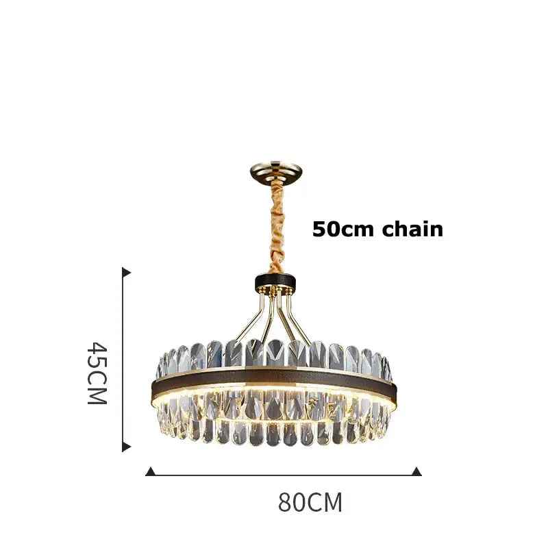 Gold Crystal Oval Dimmable Dining Room Chandelier