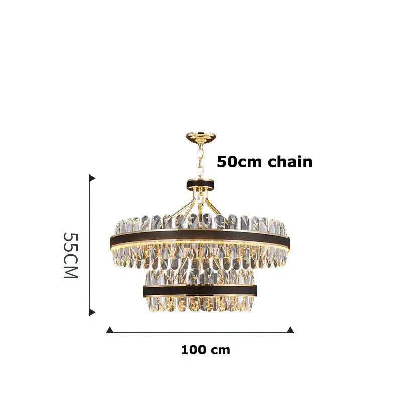 Gold Crystal Oval Dimmable Dining Room Chandelier
