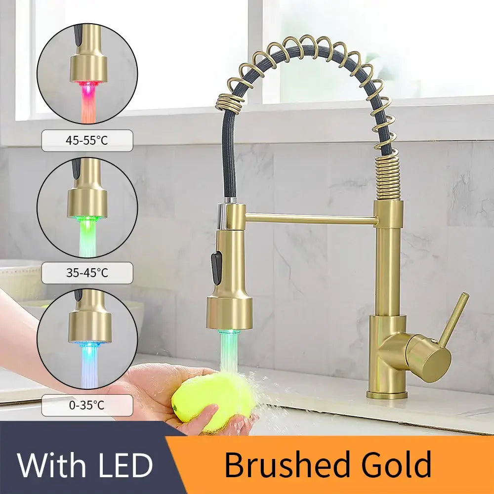 Brass Spring Kitchen Faucet