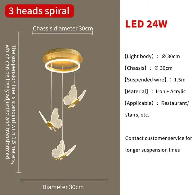 Gold Butterfly Pendant Light 24-Light Dia80cm