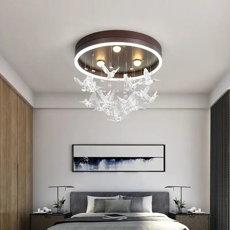 Gold Crystal Ceiling Chandelier For Kids Bedroom