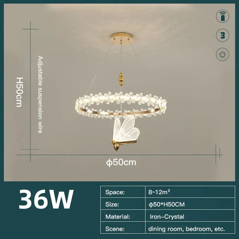 Gold Crystal 60cm Pendant Chandelier