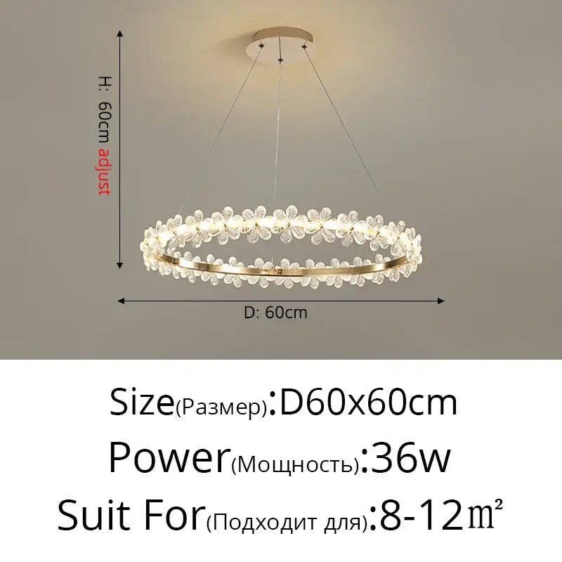 Gold Crystal 60cm Pendant Chandelier