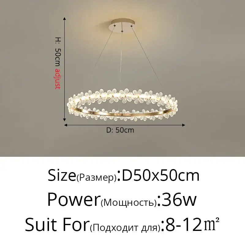 Gold Crystal 60cm Pendant Chandelier
