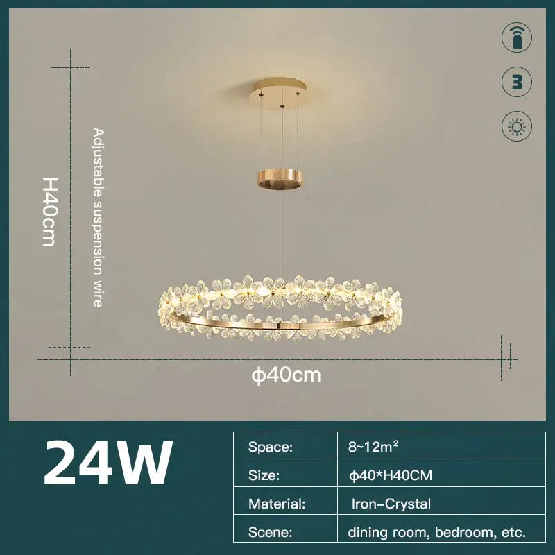 Gold Crystal 60cm Pendant Chandelier