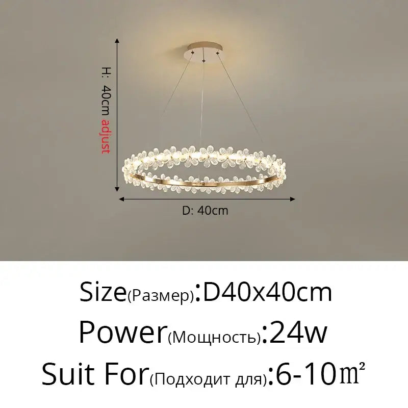 Gold Crystal 60cm Pendant Chandelier
